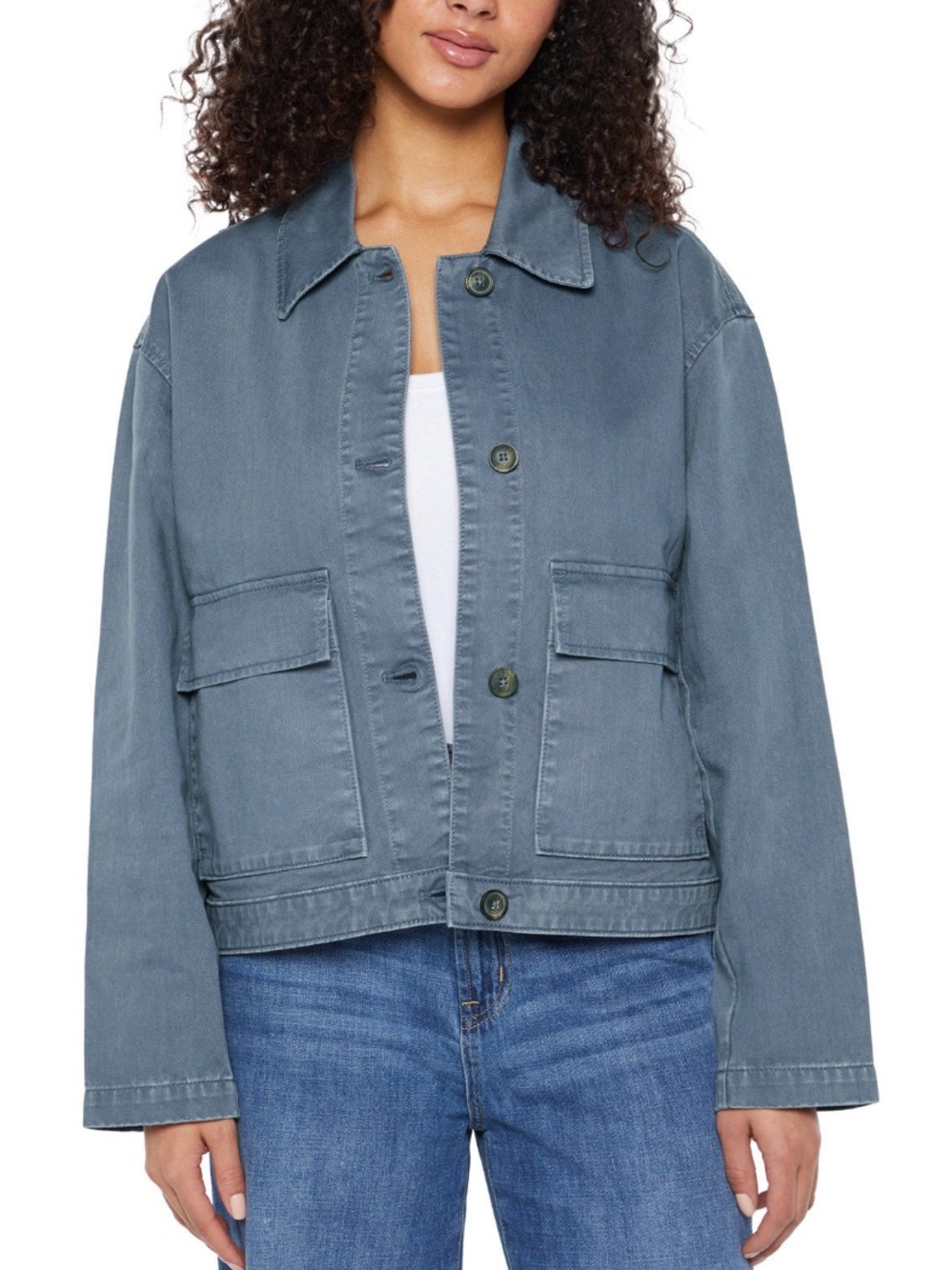 Gap size S 100% cotton Womens Blue Button-Front Utility Jacket